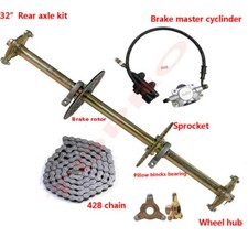 32" Go Kart ATV Rear Live Axle Kit 3 Stud Wheel Hub for Drift Trike Golf Cart