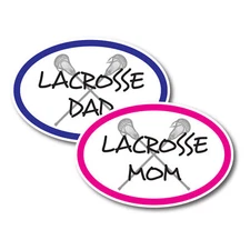 Lacrosse Mom and Lacrosse Dad Combo Pack Oval Magnet Decal, 4x6 Inches