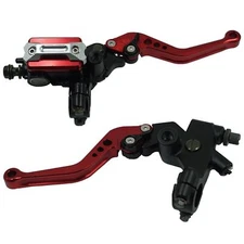 7/8'' Motorcycle Handlebar Brake Master Cylinder & Clutch Lever Set (RED)