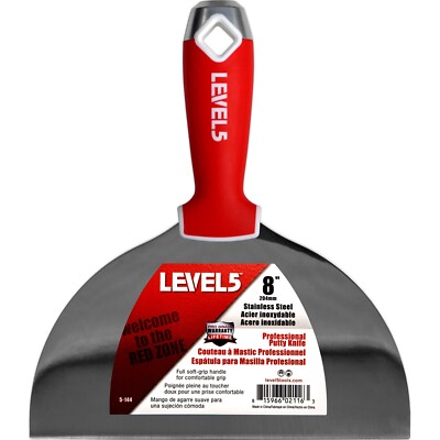 LEVEL5 Profi Spachtel aus Edelstahl 8''/204mm weicher Griff für Trockenbau 5-144