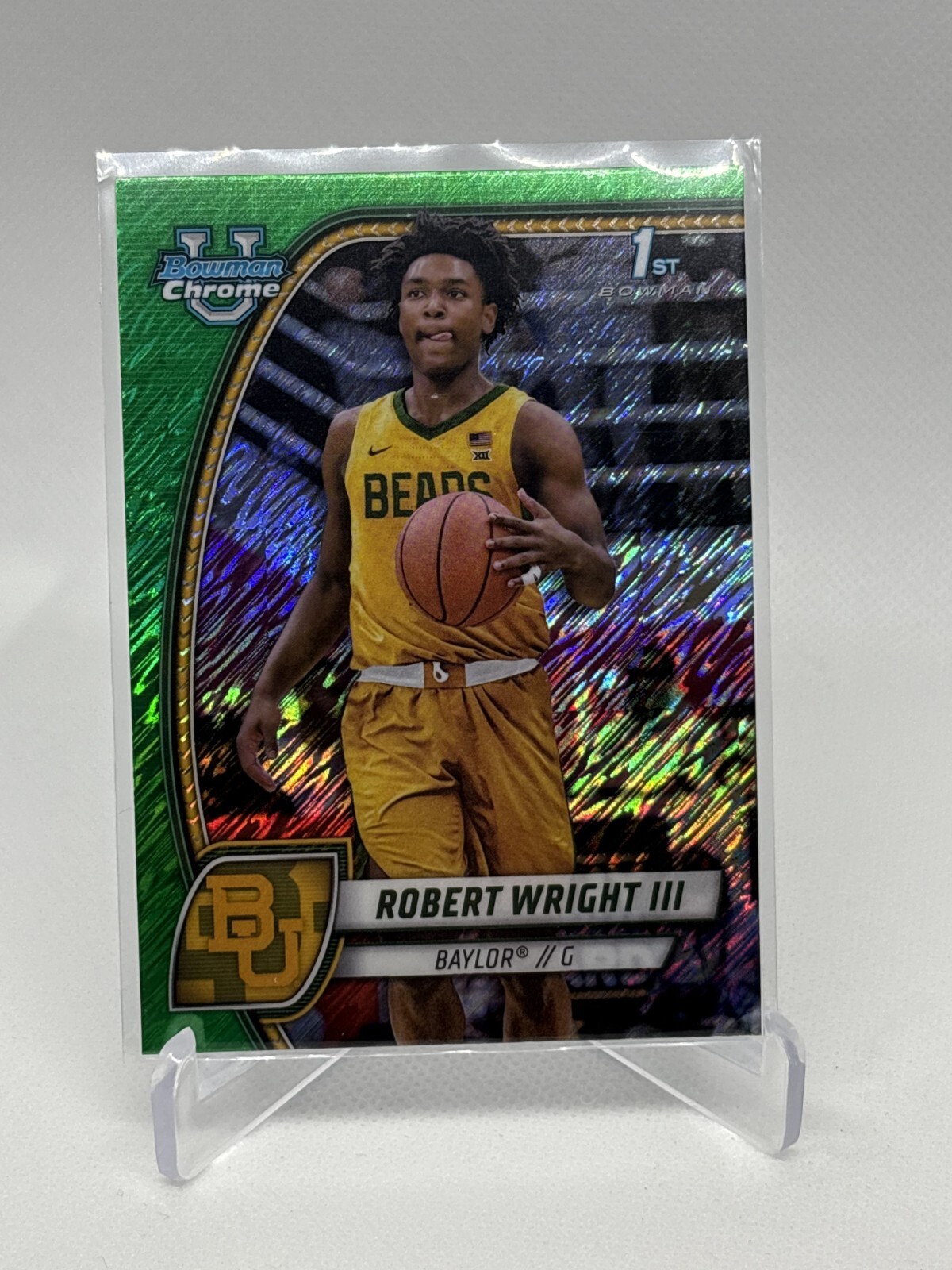 Robert Wright III 2024 Bowman Chrome University #15 Green Shimmer Refractor