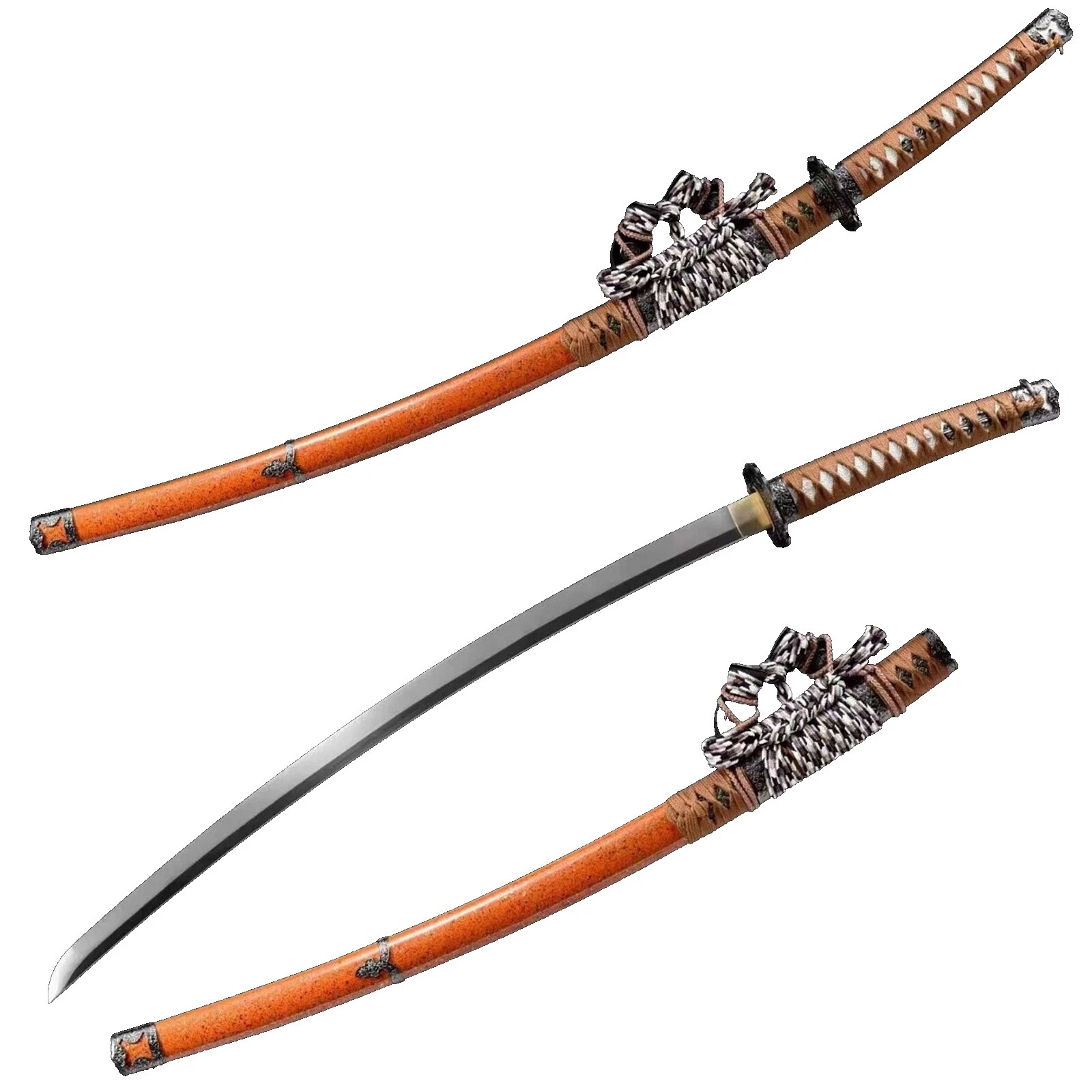 Hoja de acero al carbono Marrón Samurai espadas japonesas de colección y sables