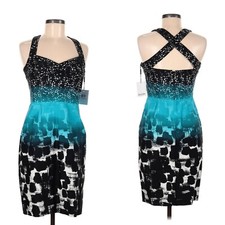 NWT Calvin Klein Aqua Cotton Strappy Cross Back Sheath Dress Bra Sz 6