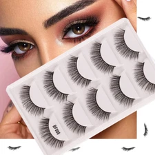 3D Mink Faux Eyelashes Long Thick Natural Fake False Eye Lashes Set Makeup Cross
