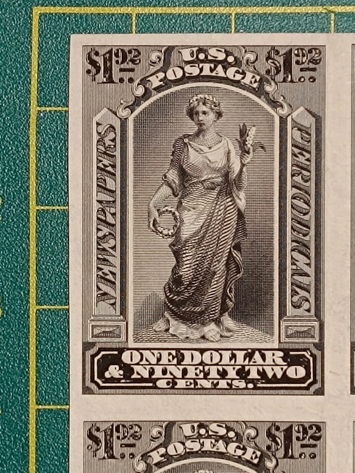 US stamps, 1$ 92c Newspapers Periodicals, Block of 4, Trial Color PROOF on India - Image 2 of 4