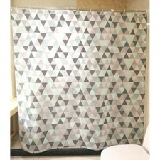 Bathroom Shower Curtain PEVA Triangular Pattern Thick Waterproof with Hook