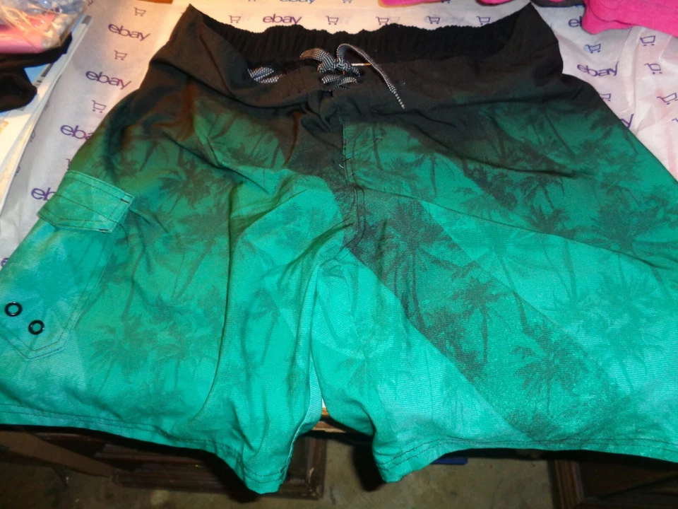 $48 Wave Zone swim wear large drawstring swim shorts palm print pants 38" waist - Image 3 of 4