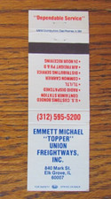 EMMETT MICHAEL FREIGHTWAYS TRUCK MATCHBOOK COVER: ELK GROVE, IL MATCHCOVER -B27