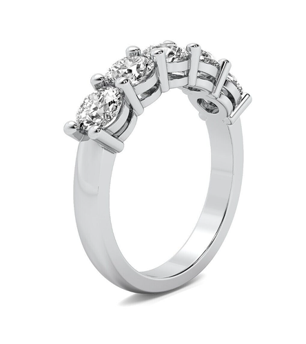 5 Steine Jubiläums Diamant Ring 1,25 ct G/VS2 Rundschliff Lab Grown Weißgold - Bild 3 von 4