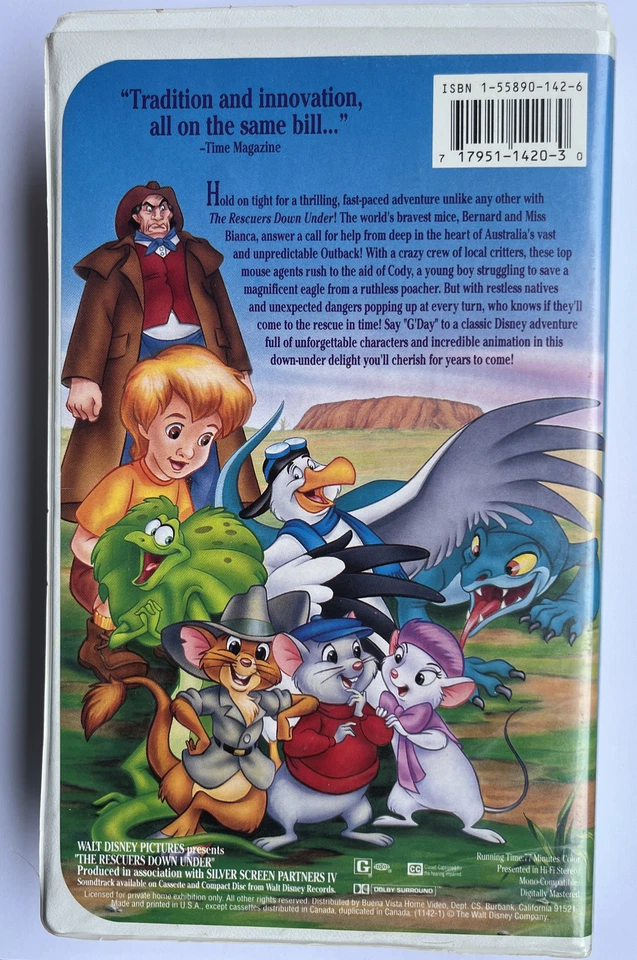 Walt Disney The Classics Rare Black Diamond VHS The RESCUERS DOWN UNDER Tested - Image 2 of 4