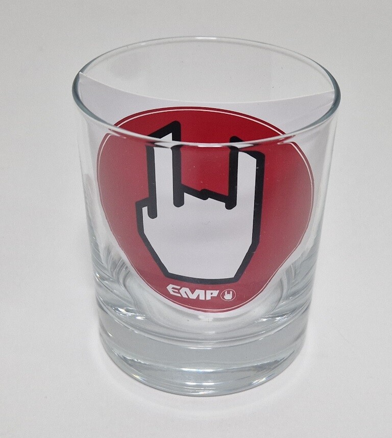 Emp Backstage Club Whiskey Glas (ohne Aufdruck) + Rockhand Sticker
