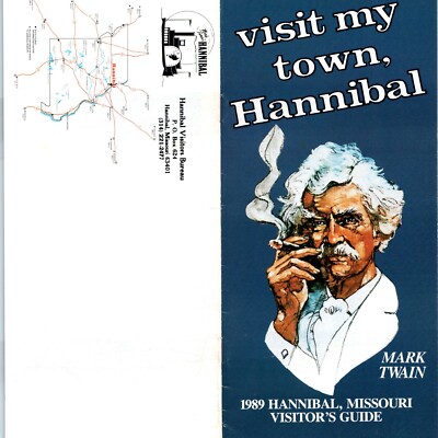 1989 Hannibal, MO Town Visitor's Guide Brochure Booklet Map Photos Mark Twain 8E