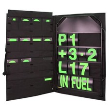BG Racing Large Black Aluminium Pit Board kit - Green Numbers & Bag