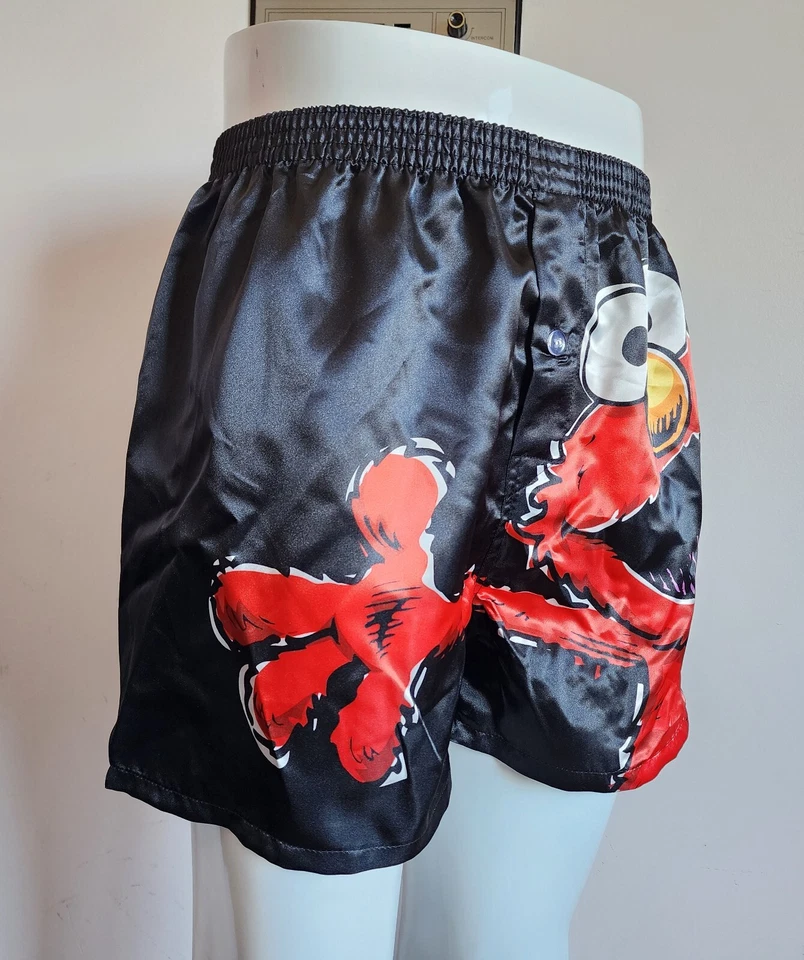Sesame Street Mens Elmo Black Printed Satin Boxer Shorts Size L New - image 2 of 4