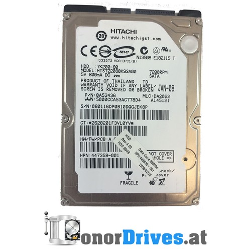Hitachi HTS722080K9SA00 - 80 GB - SATA - PCB 220 0A90002 D1*