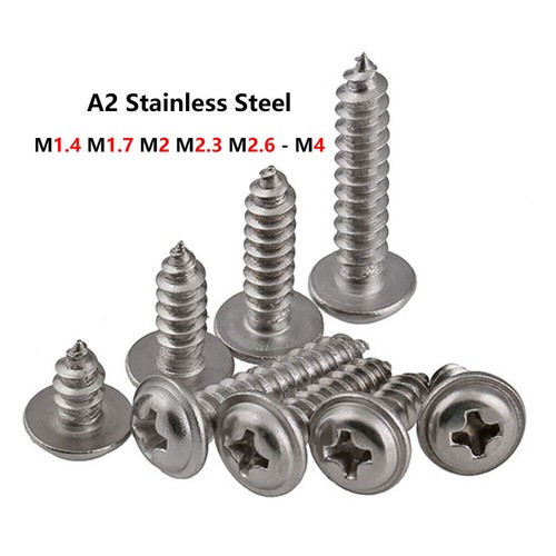 FLANGED SELF TAPPING SCREWS A2 STAINLESS STEEL FLANGE HEAD TAPPERS M1.4 TO M4 - Picture 4 of 5
