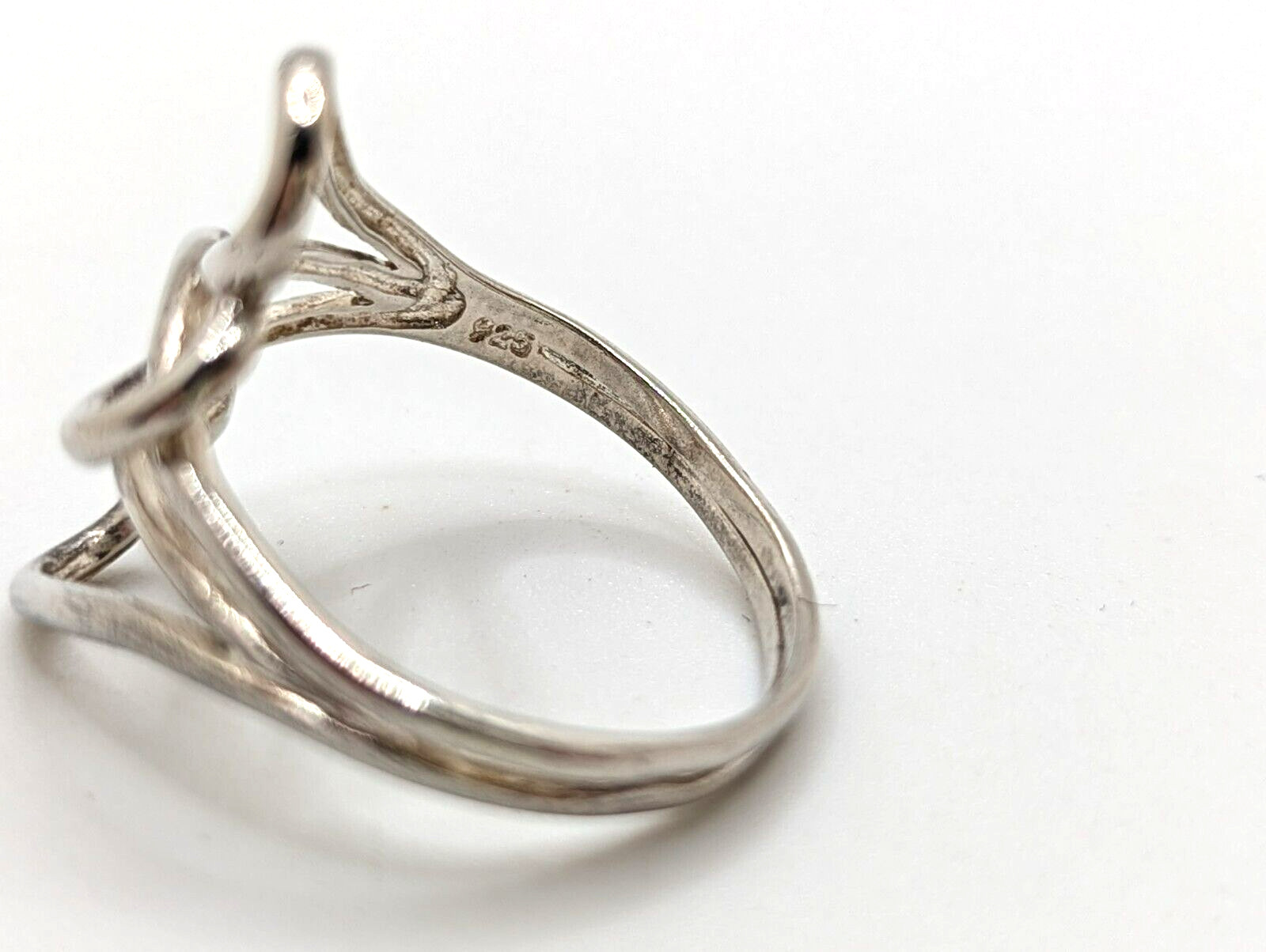 Vtg Sterling Silver Interlocking Open Double Hear… - image 2