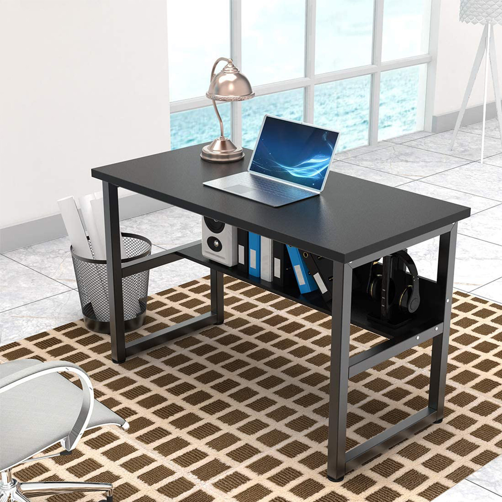 47" Computer Desk Laptop Table Study Workstation Home Office Furniture Bookshelf