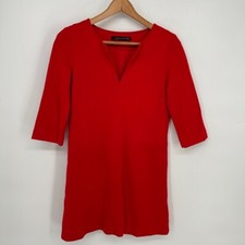 Zara Dress Womens Extra Small Red 3/4 Sleeve V Neck Mini