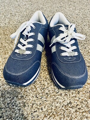 BRAND NEW Vintage Skechers Denim Glitter Platform Sneakers, Size