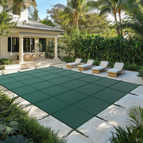 ColourTree Inground Pool Safety Cover - Triple Stitched & Rain Permeability - Picture 20 of 28