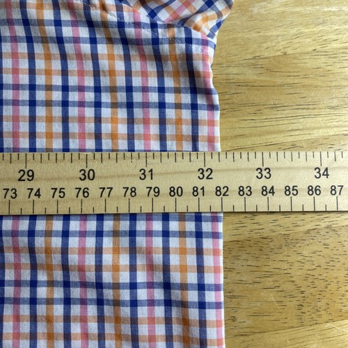 Saddlebred Wrinkle Free Shirt Mens 4XB Big 4X Orange & Blue Plaid Long Sleeve - Picture 11 of 14