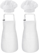 2 Pack Kids Chef Apron and Hat, Adjustable Kitchen Cooking Apron with Two Pocket
