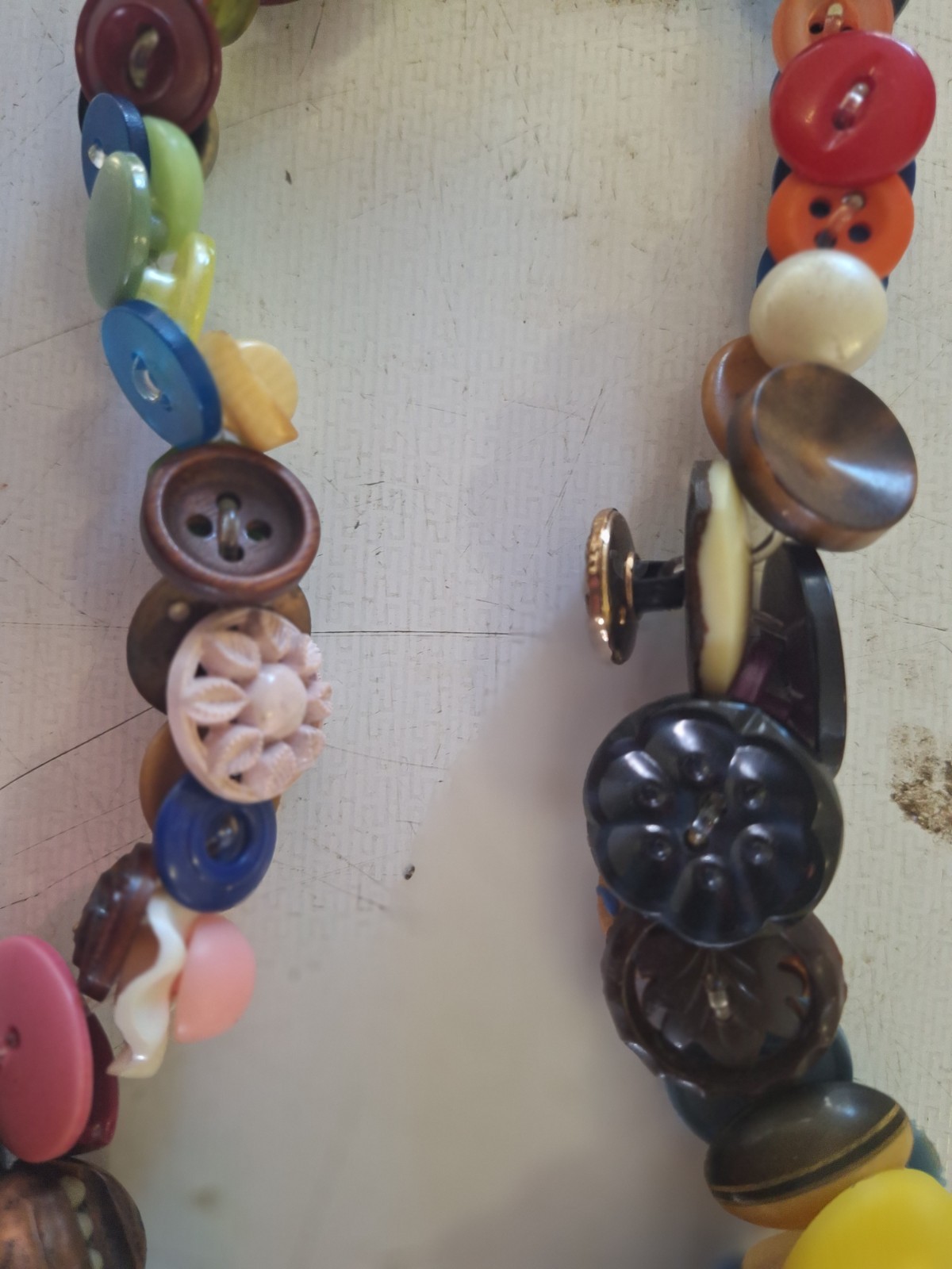 Vintage Button Necklace Dramatic Long Colorful - image 3