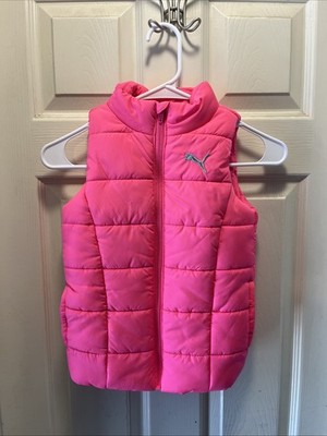 PUMA Pink Sleeveless Puffer Jacket Vest Size XS 5/6 Girls