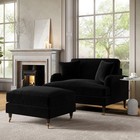 Black Velvet Love Seat and Footstool- Payton BUN/PAY030/84480