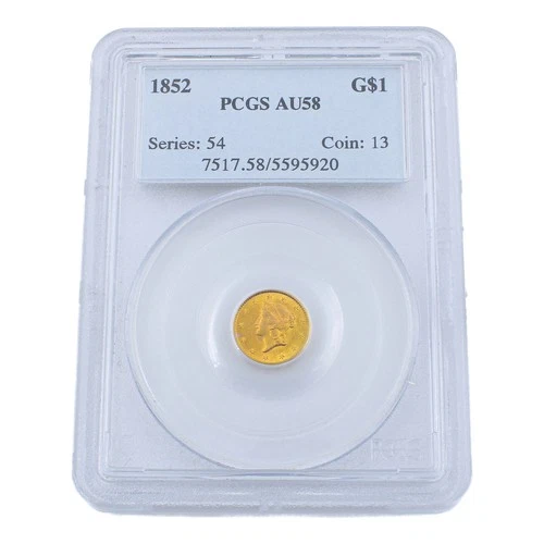 1852 $1 Liberty Head Type 1 PCGS AU58 United States Coin No Reserve #C827-2
