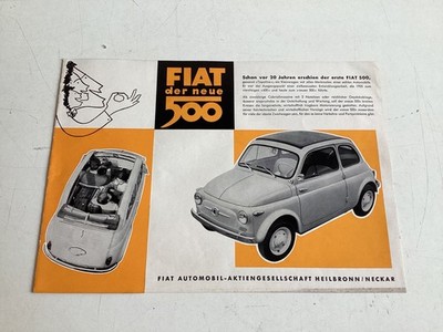 Fial 500 ''der Neue'' Prospekt Blatt Doppelseite original 50ziger Jahre selten !