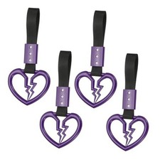 4Pcs Broken Heart Shaped Car Handle Straps, Car Hanging Purple / Black Strap
