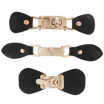 1 Paar Schwarz PU-Leder-Legierung Snap Toggle Button für Taschen Coat