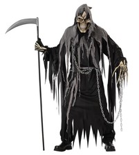 Grim Reaper Costume With Hood And Skull Mask 01098
