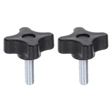 2pcs Star Knobs M6 x 20mm 4-Star Stud Knob Hand Tightening Clamping Screw Black