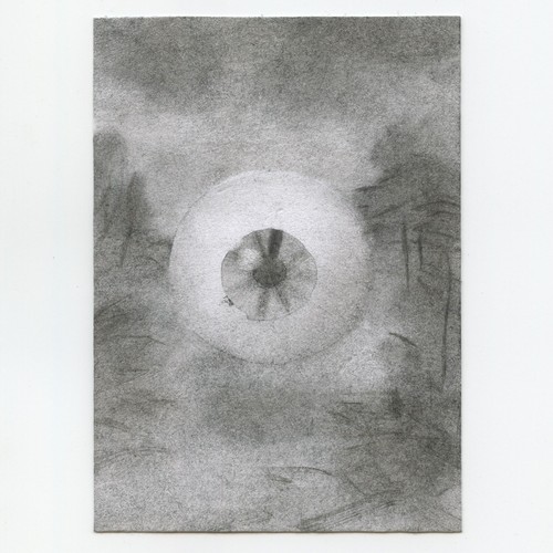 Tim Olly Eyeball #10 original charcoal drawing ACEO art card Halloween