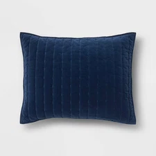 King Channel Stitch Velvet Quilt Sham Navy - Threshold: OEKO-TEX