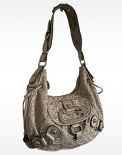 GUESS Damen Schultertasche Beige Logo Canvas/...