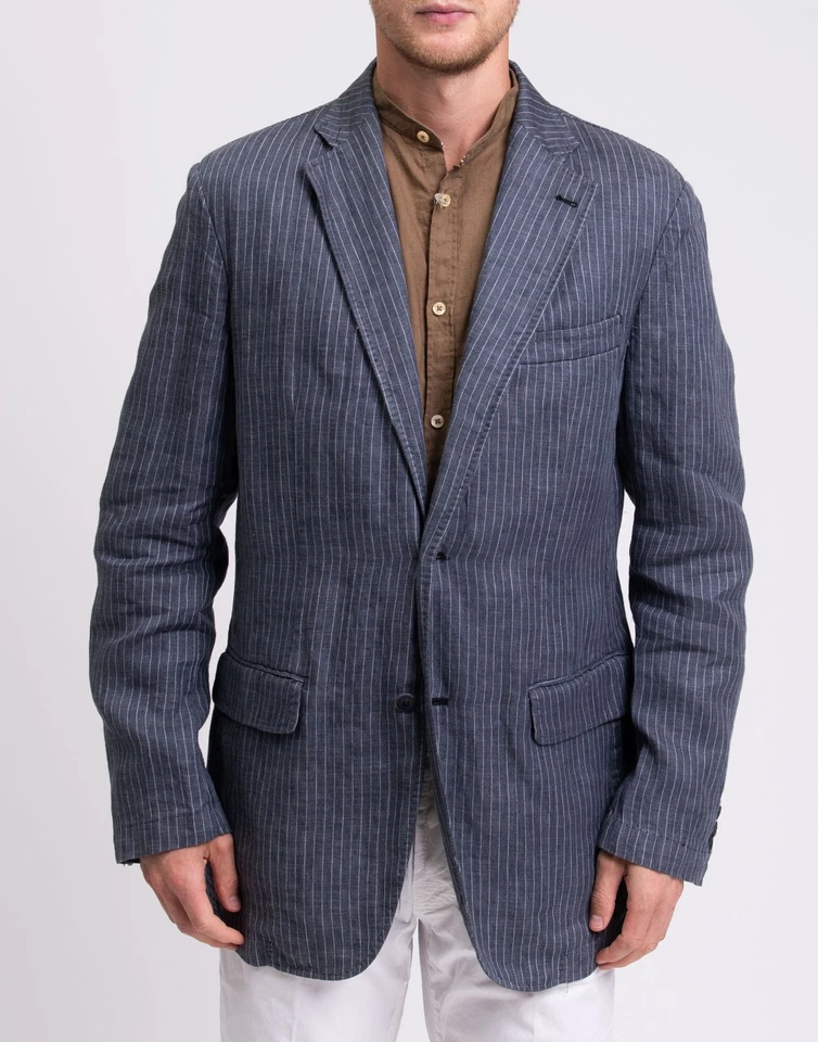 RRP €555 LUBIAM STUDIO Blazer Jacket  IT50 US40 L Unlined Linen Blend Striped - Image 4 of 4