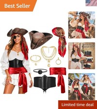 8 PCS Vintage Pirate Costume Accessories Set - Perfect for Halloween  Cosplay