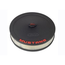 Ford Racing Air Cleaner 13 Round Black With Ford Oval Logo And Red Mustang Text