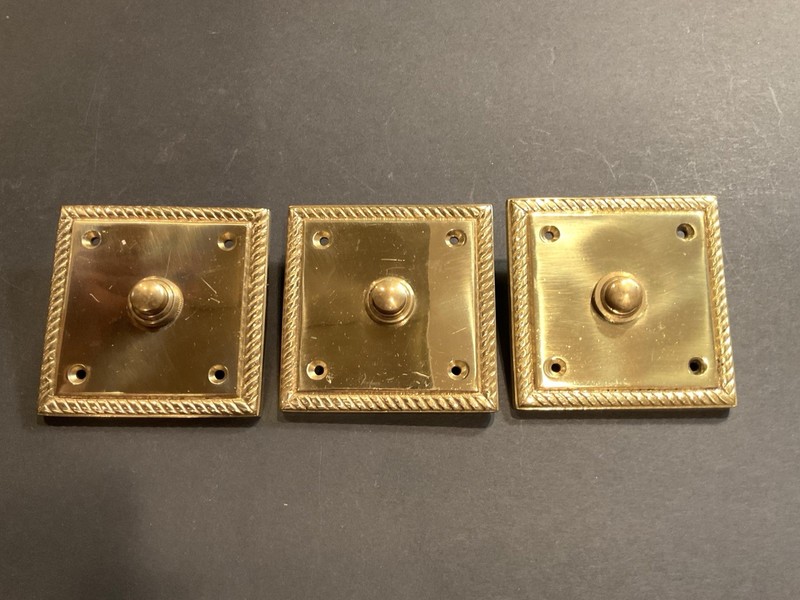 VINTAGE BRASS SQUARE DOORBELLS - LOT OF 3