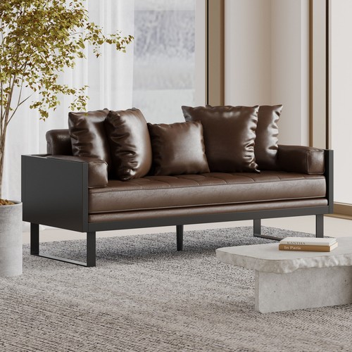 Best Loveseats Reviews Buying Guide 2024 BUTTON TUFTED STITCHING FAUX LEATHER - Picture 1 of 13
