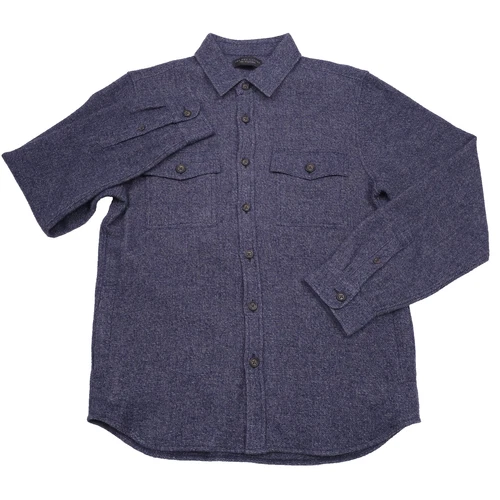 Bloomingdales Wool Overshirt Jacket Mens XL Deep Blue Button Front - product listing photo