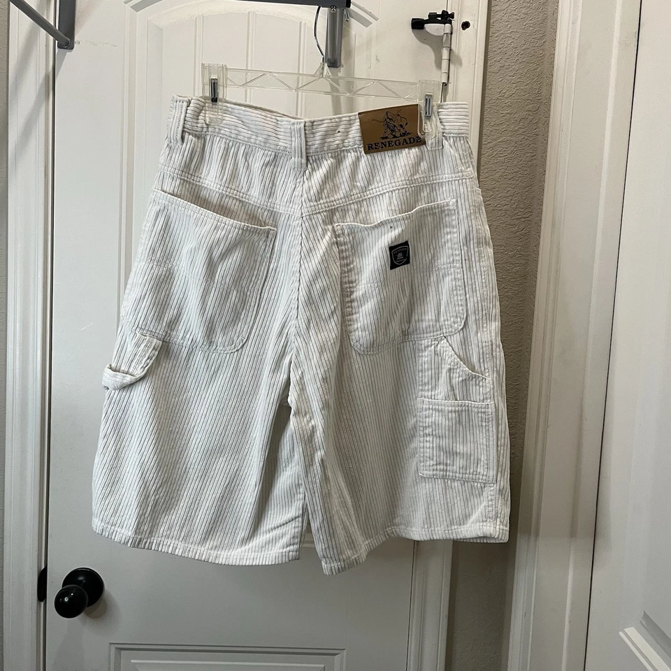 Pantalones Cortos Carpintero Corudory Acanalados Blancos Renegade De Colección Para Hombre Talla 32 Foto 4 de 4