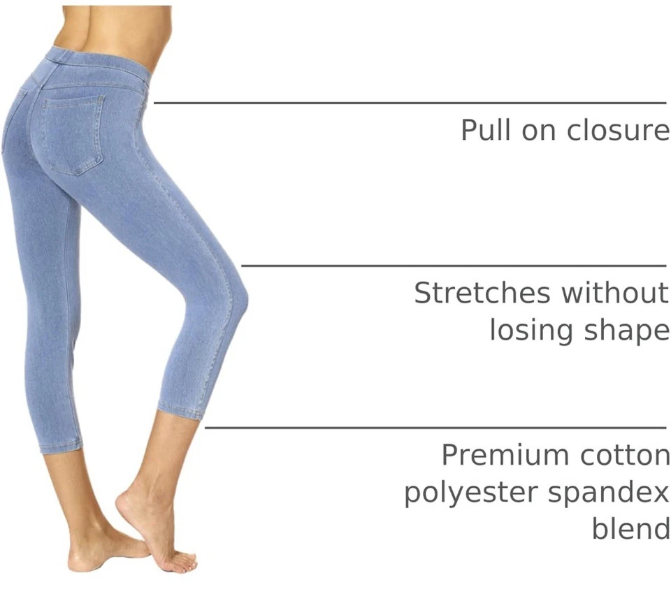 No Nonsense Women's Classic Denim Capri Leggings with X-Large, Light  - Image 3 of 4
