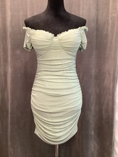 Windsor Off the Shoulder Ruched Stretch Mesh Bodycon Mini Dress L