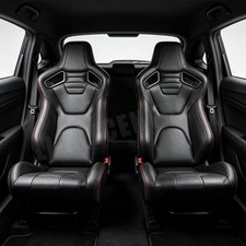 2x Universal Reclinable Bucket Seats Cars Pvc Adjustable Racing Seats Black 2x Universal Reclinable Bucket Seats Cars Pvc Adjustable Racing Seats Black