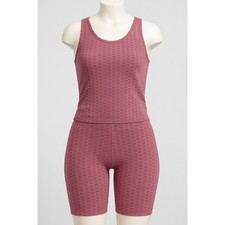 NEW MIX Mauve Honeycomb Textured Workout Tank Top  Biker Shorts Set Size S/M